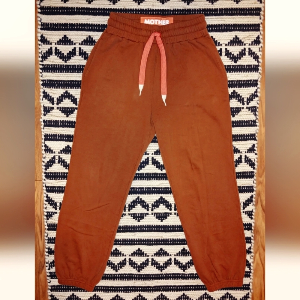 Mother Move It The Knock Out Sweatpants Oversized Boyfriend Fit Burnt Orange XS